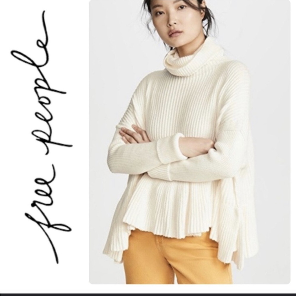 Free People Cream Cowl Neck Sweater